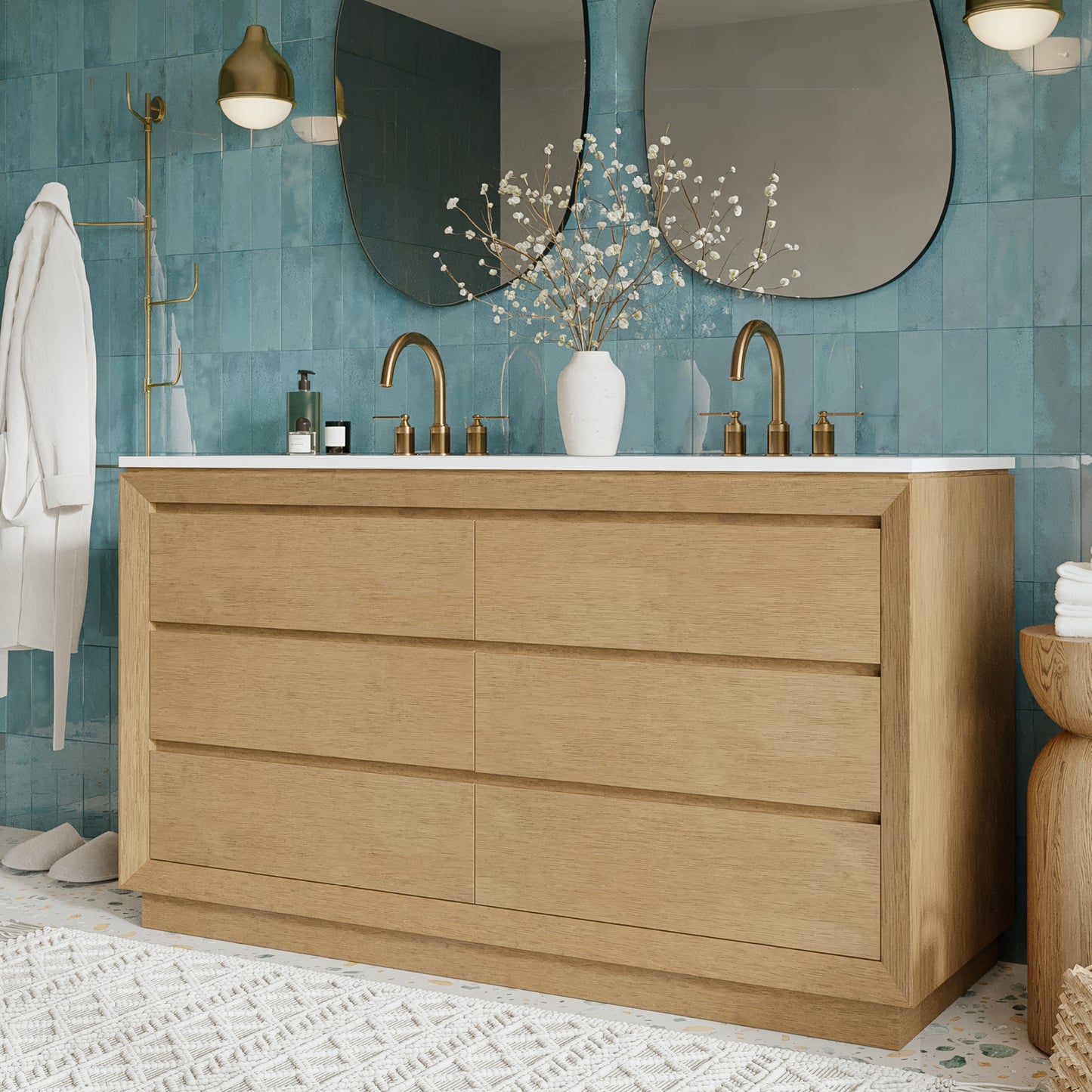 Jasper 60" Double Bathroom Vanity  with Quartz Top