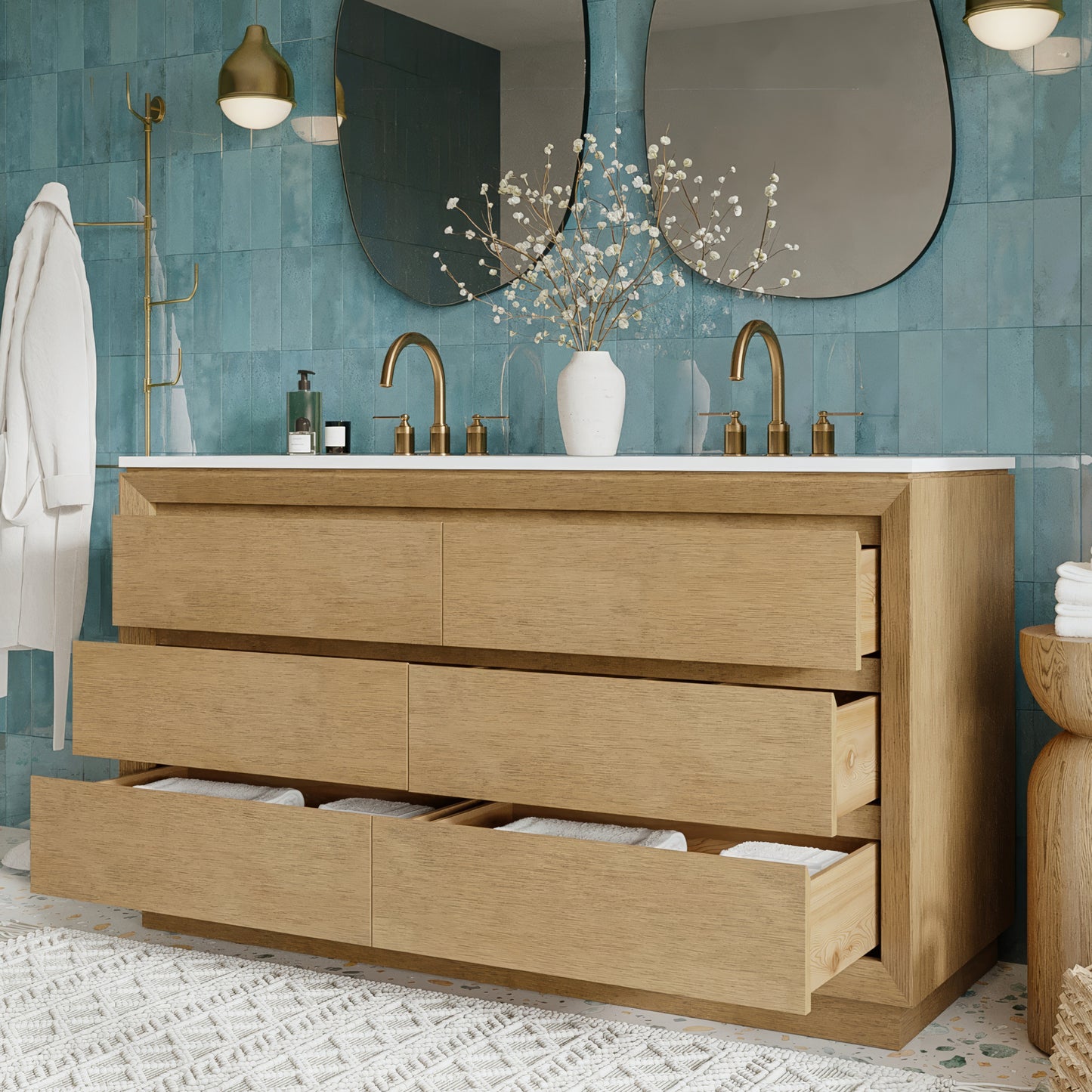Jasper 60" Double Bathroom Vanity  with Quartz Top