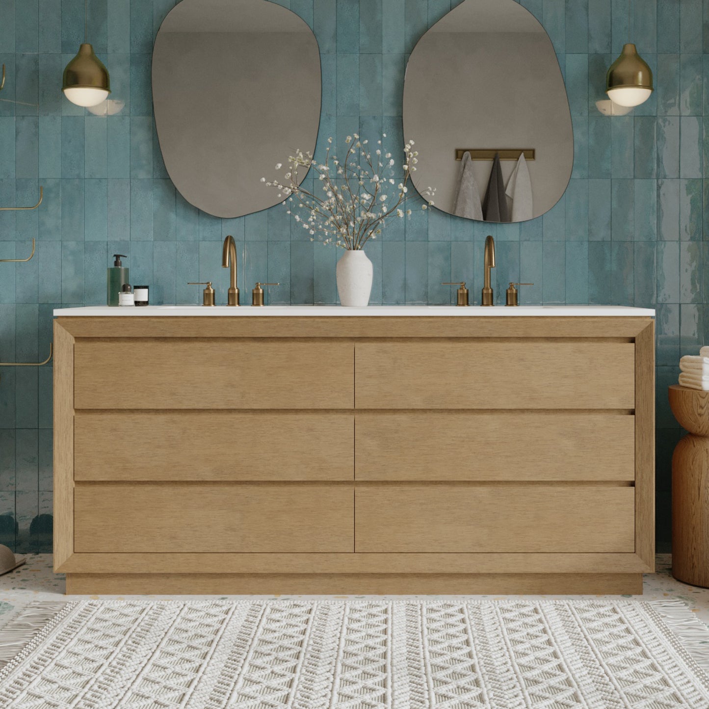 Jasper 72" Double Bathroom Vanity with Vanity Top