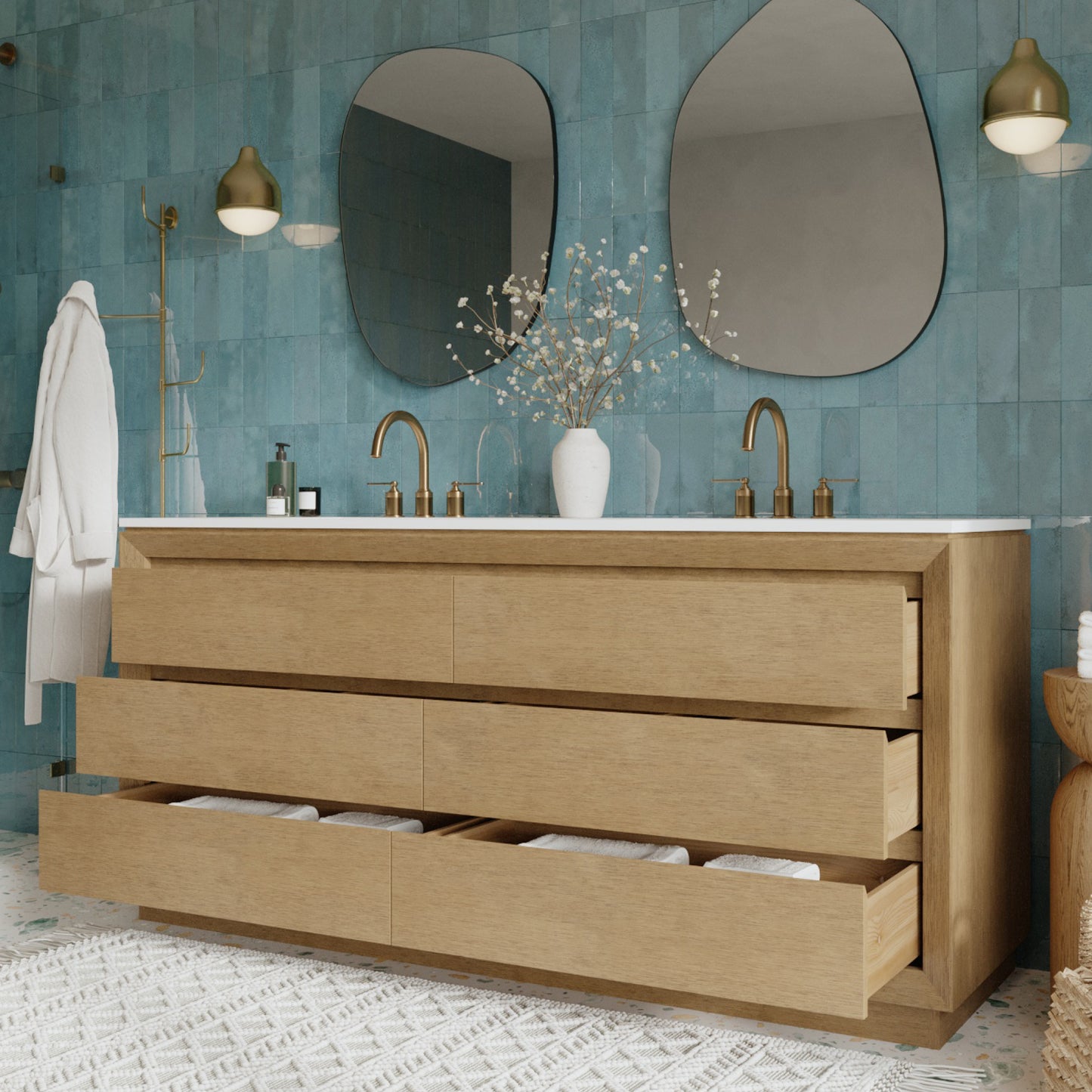 Jasper 72" Double Bathroom Vanity with Vanity Top