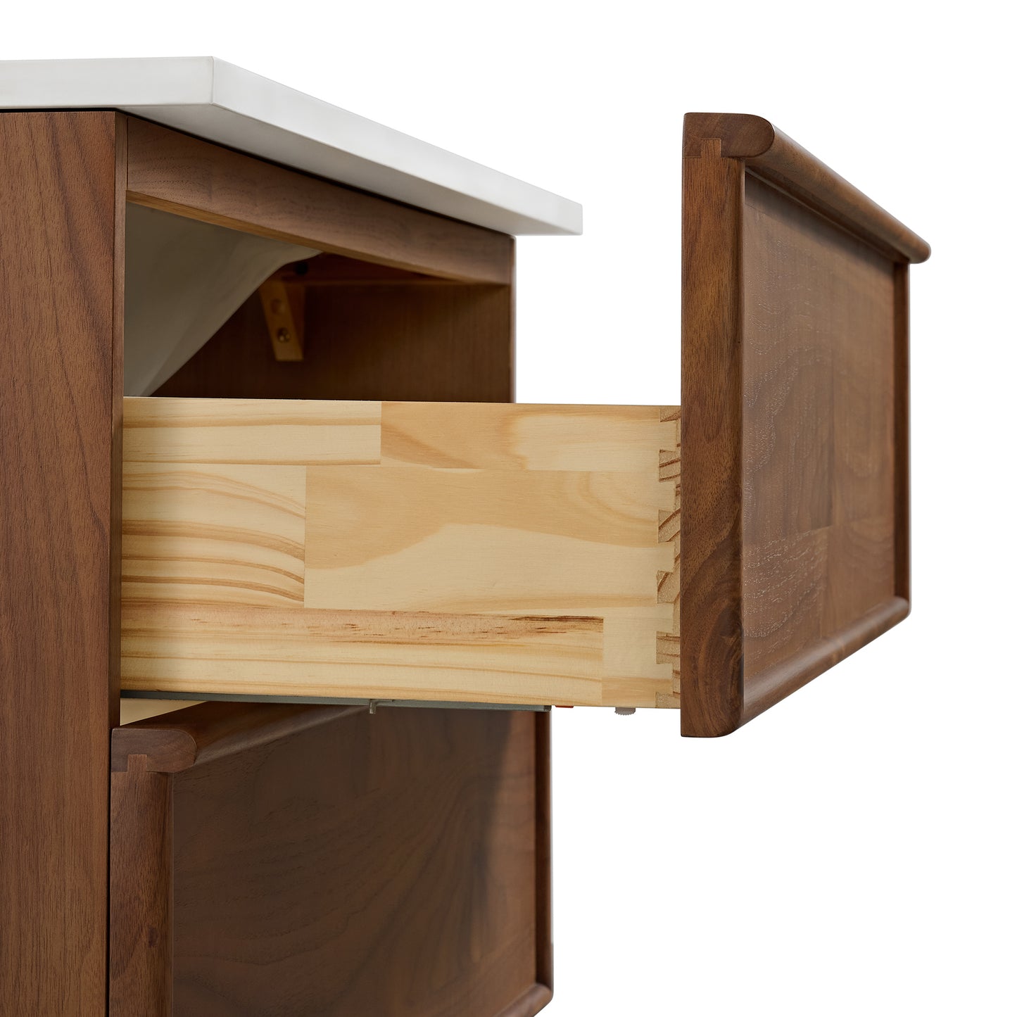 36" Cooper Walnut Single Sink Floating Vanity | White Quartz Countertop