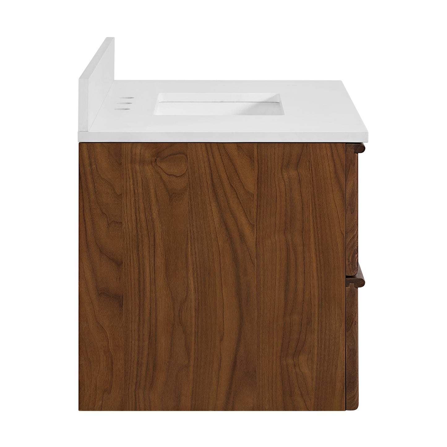 36" Cooper Walnut Single Sink Floating Vanity | White Quartz Countertop