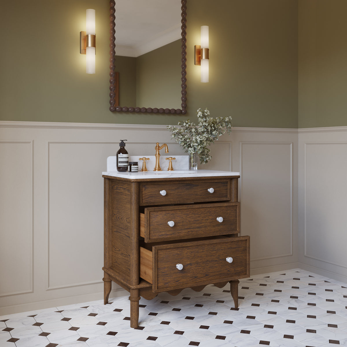 Juliette 30"W x 22"D Single Sink Bathroom Vanity with Cultured Marble Top