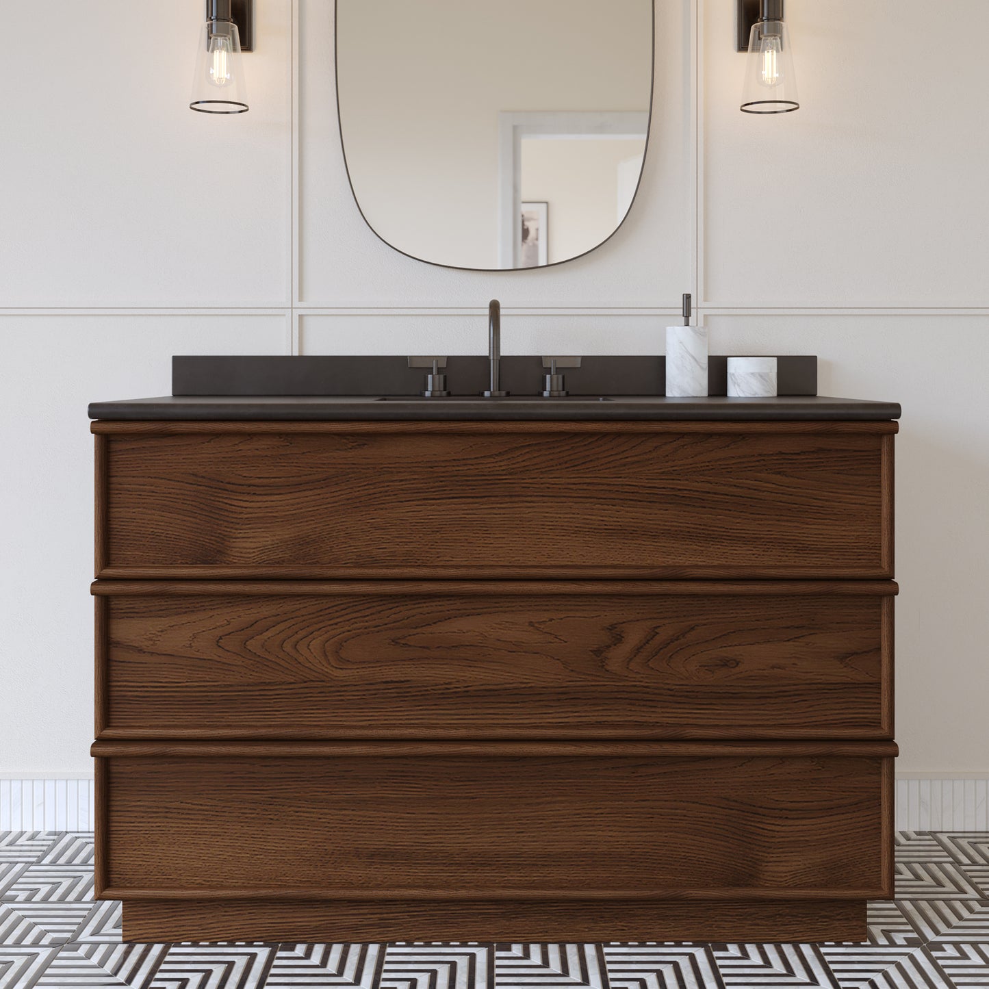 Cooper 48" Single Sink Bathroom Vanity in Natural Walnut with Quartz Top