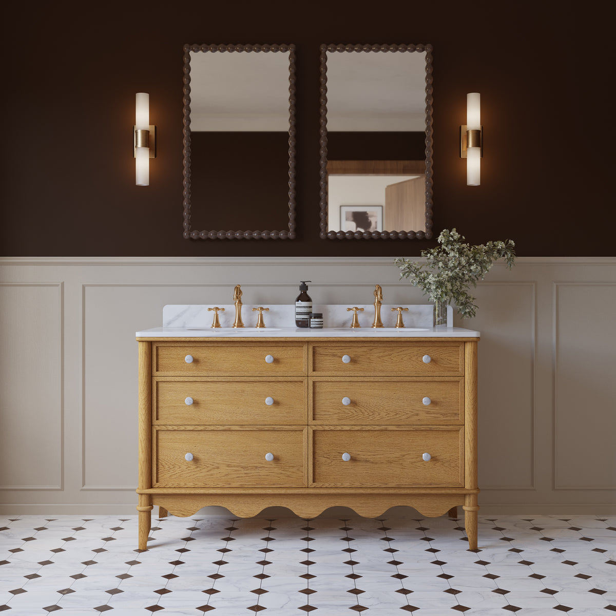 Juliette 54"W x 22"D Double Sink Bathroom Vanity with Cultured Marble Top