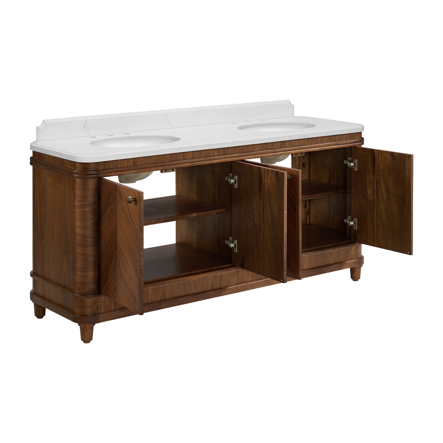 Tamara 72" Double Bathroom Vanity in Chevron Walnut and Statuario Quartz