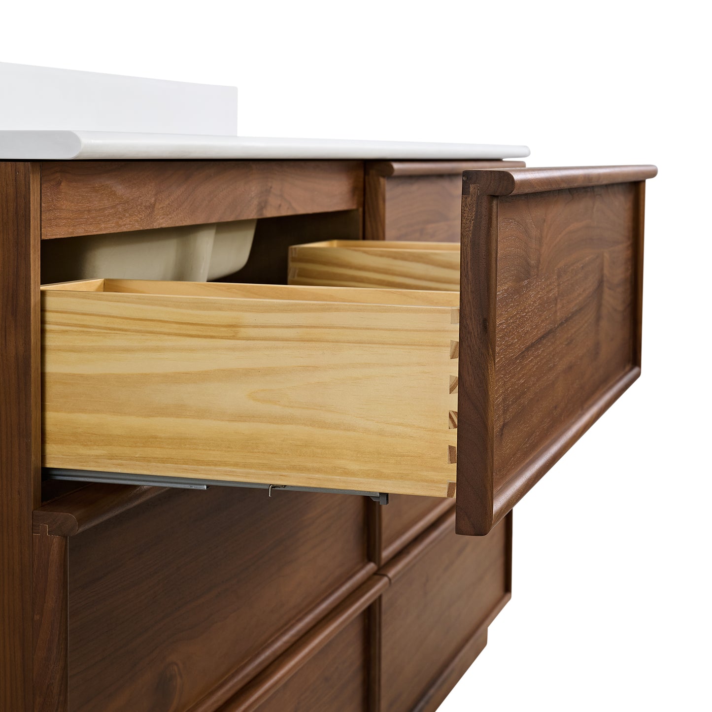 Cooper 72" Double Sink Bathroom Vanity in Natural Walnut with Quartz Top