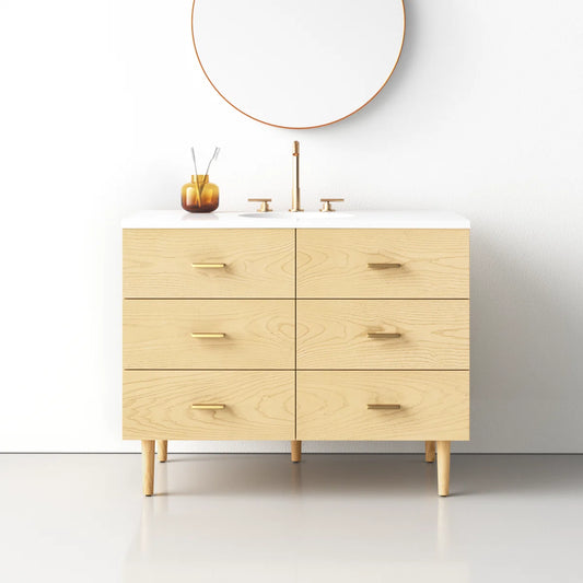 Stockholm 42" Width Single Bathroom Vanity with Gold Handles