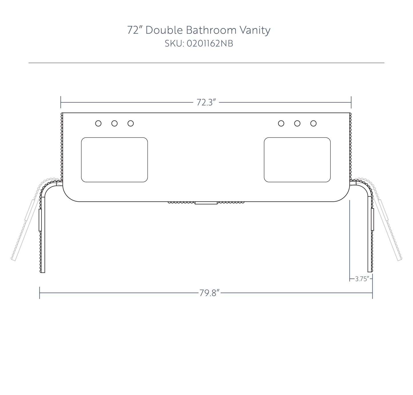 Havana 72" Double Bathroom Vanity in Reeded Birch | Carrara Marble Countertop