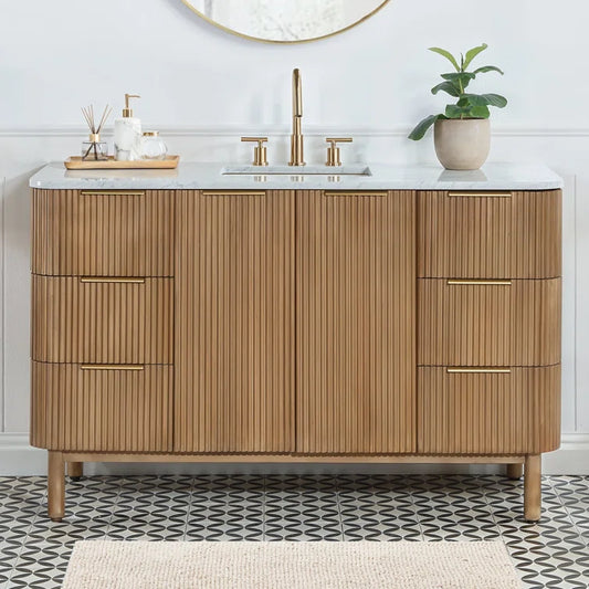 Havana 54" Width Single Bathroom Vanity In Natural Finish