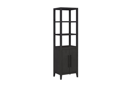 Bergen Solid Wood Freestanding Linen Cabinet In Wire Brushed Dark Oak