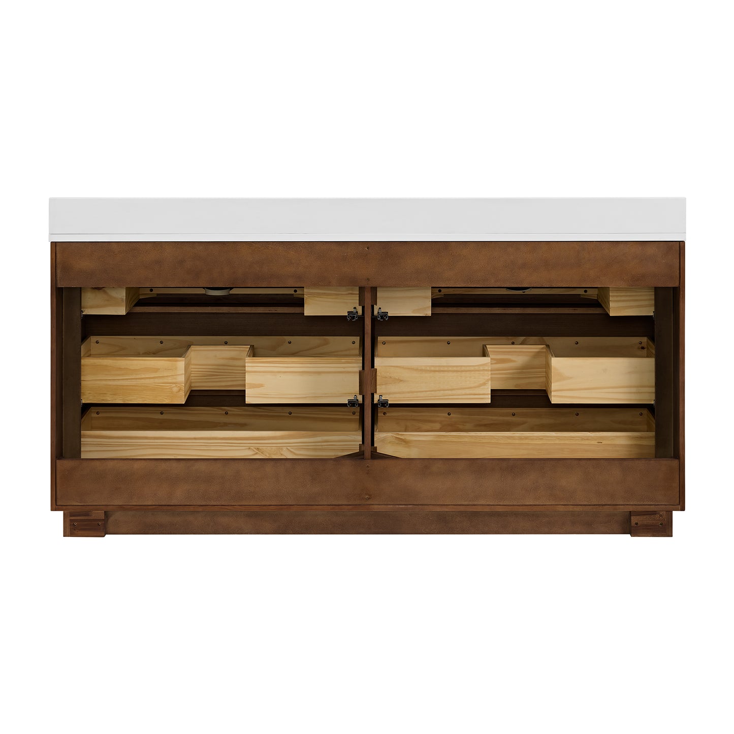 Cooper 72" Double Sink Bathroom Vanity in Natural Walnut with Quartz Top