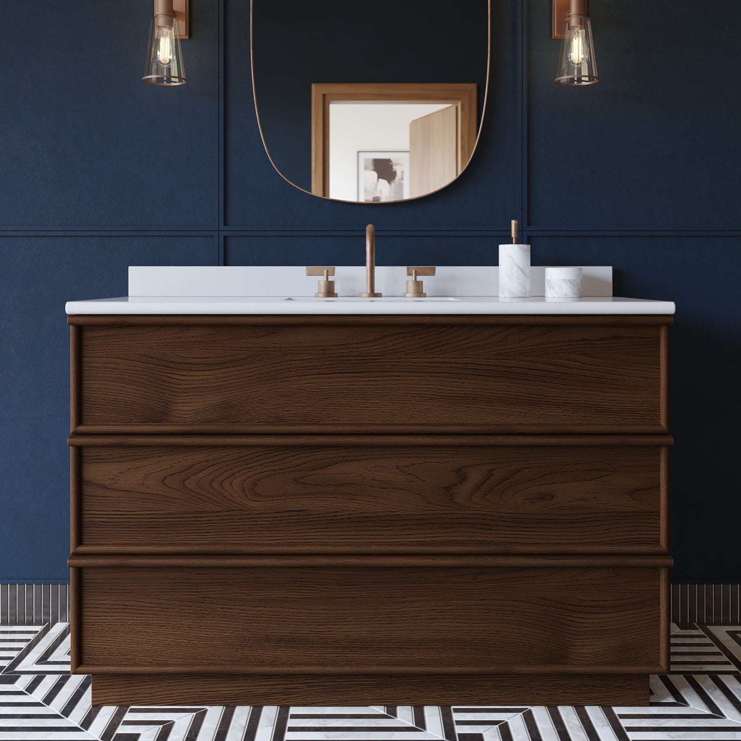 Cooper 48" Single Sink Bathroom Vanity in Natural Walnut with Quartz Top