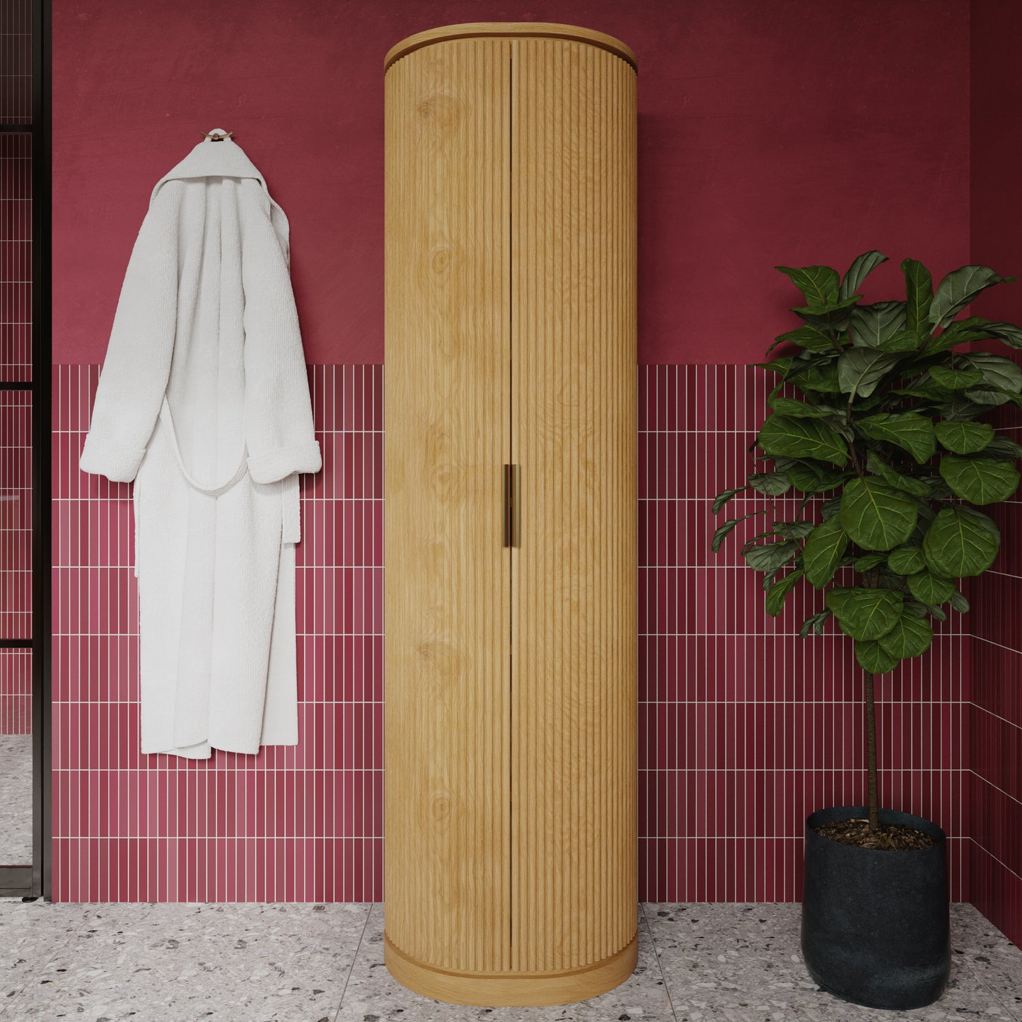 Luna 72" Reeded Birch Linen Cabinet