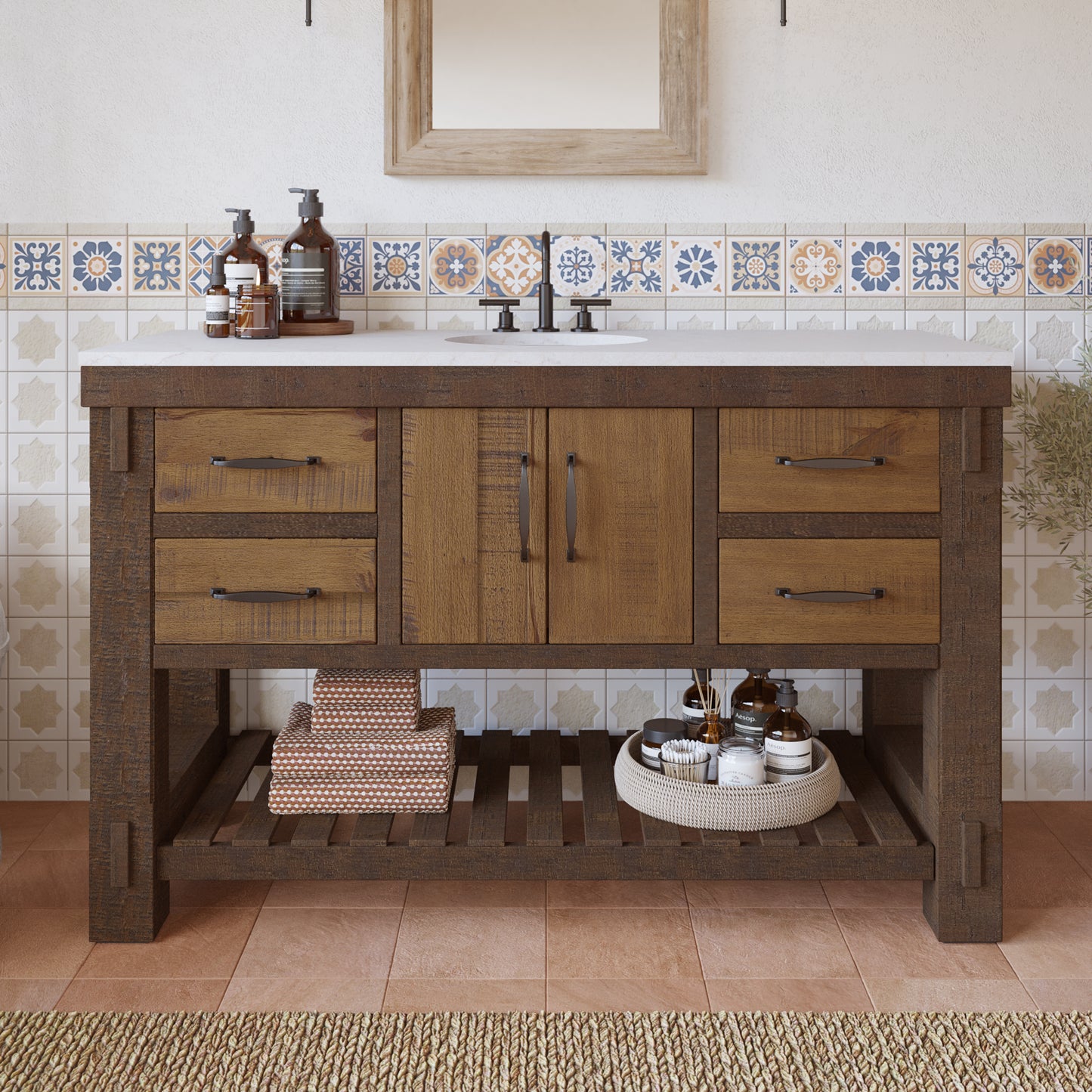 Telluride 54" Single Bathroom Vanity | Quartz Countertop