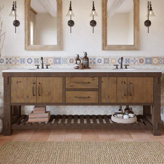 Telluride 84" Double Bathroom Vanity | Quartz Countertop