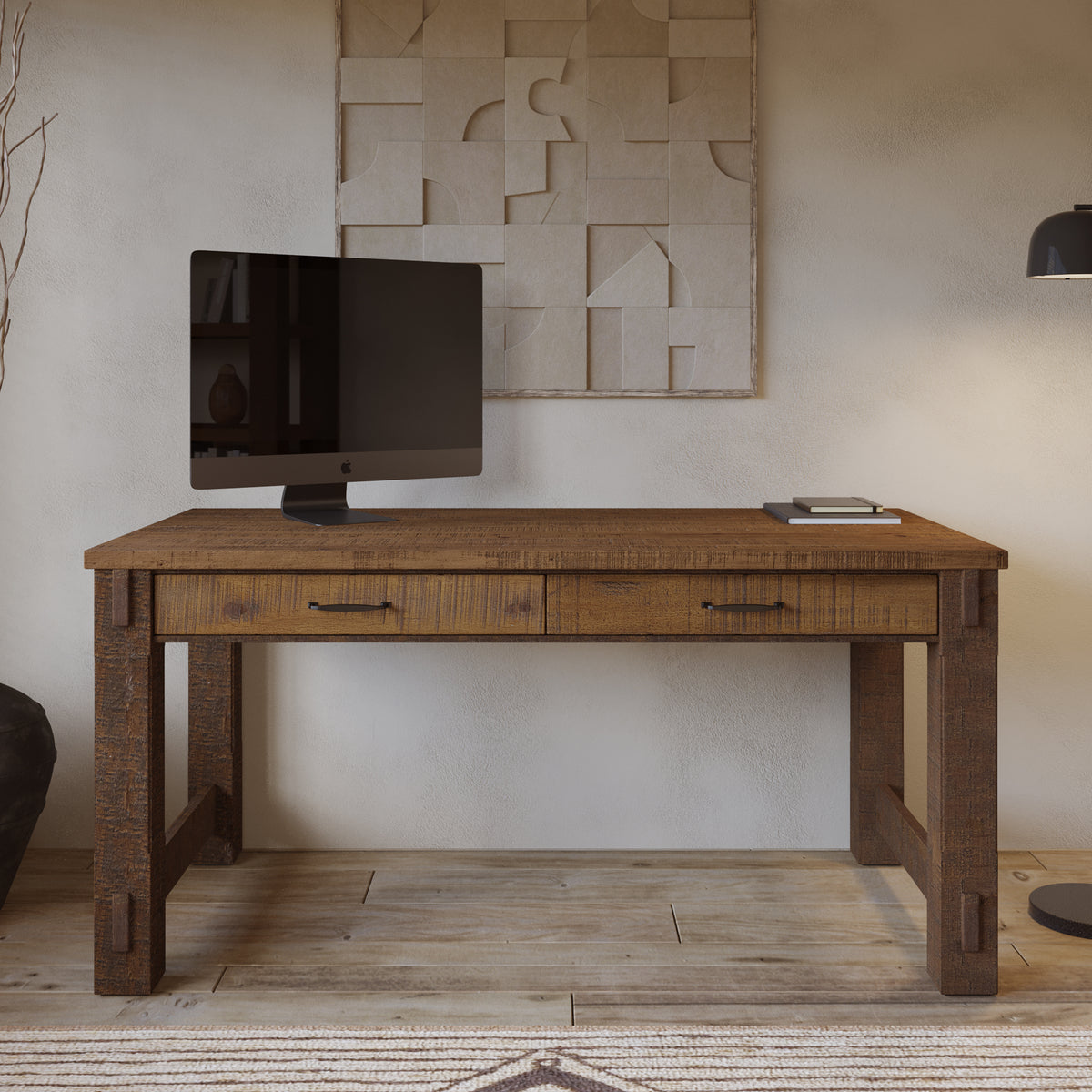 Telluride 60" x 30" Modern Farmhouse Home Office Desk in Vintage Pine