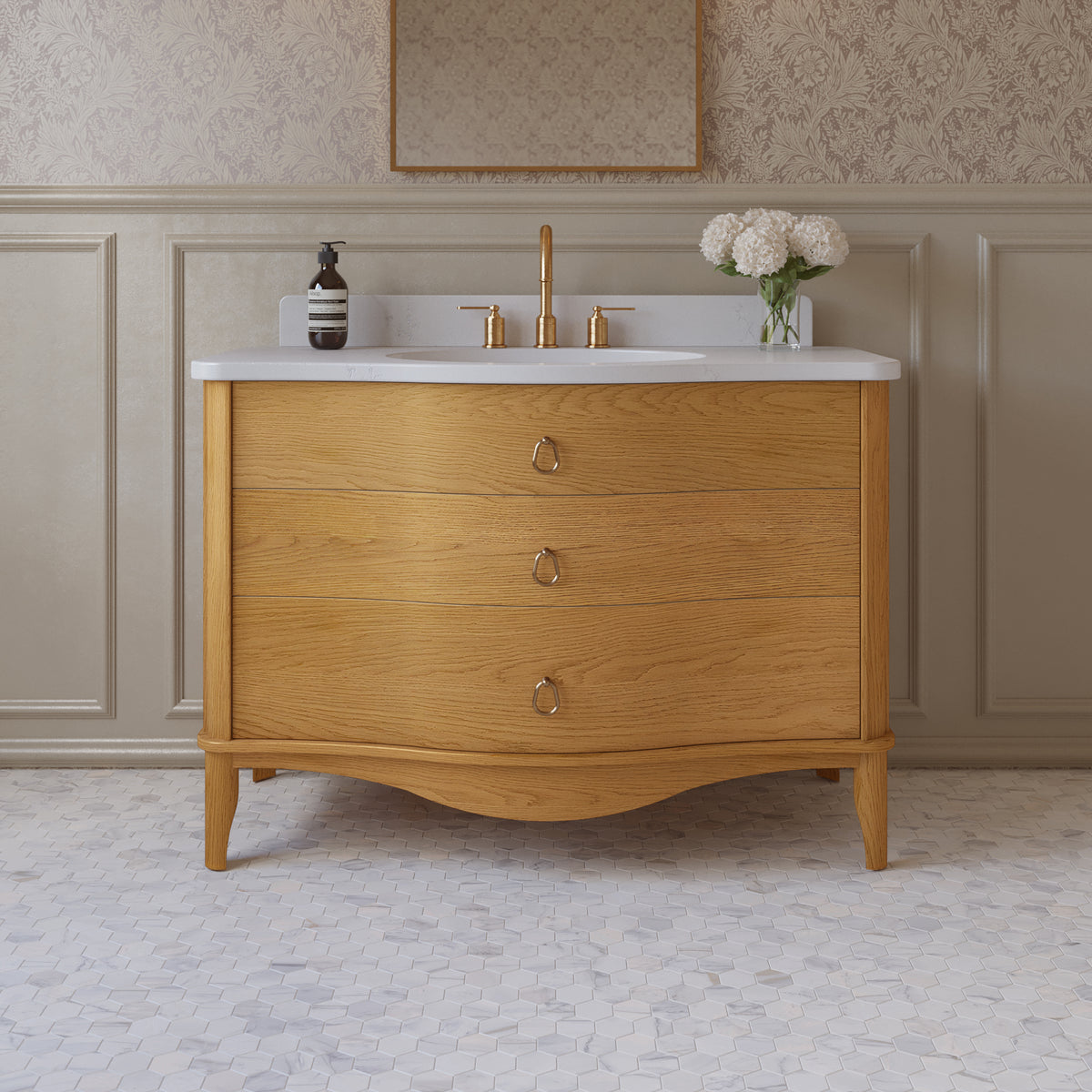 Grace 48" Bathroom Vanity with Statuario Quartz Countertop