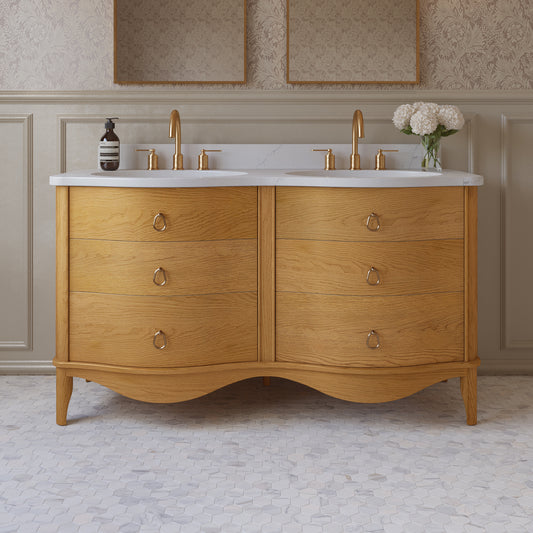 Grace 60" Bathroom Vanity with Statuario Quartz Countertop