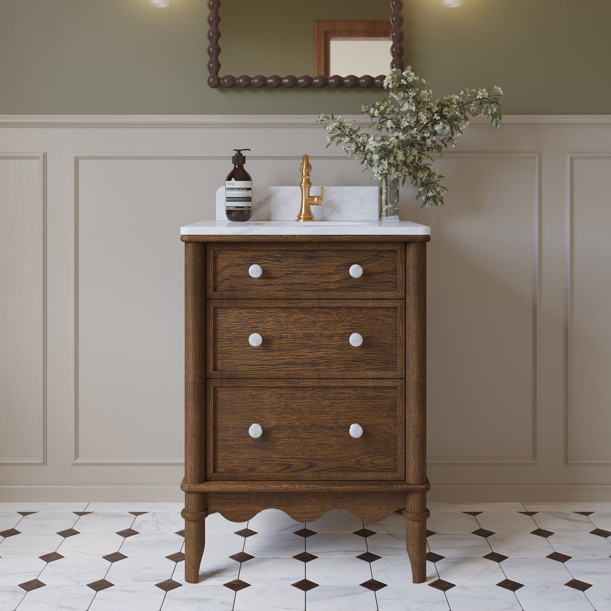 Juliette 24"W x 20"D Single Sink Bathroom Vanity with Cultured Marble Top