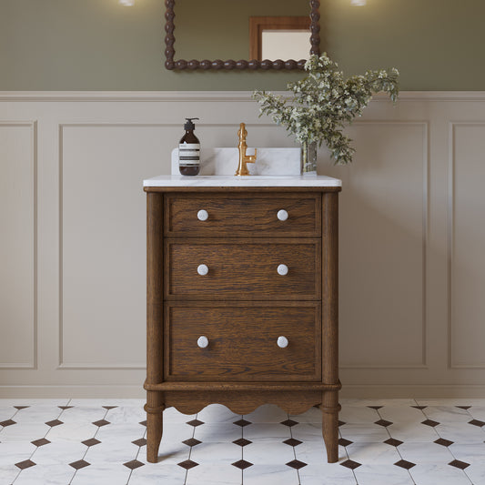 Juliette 24"W x 20"D Single Sink Bathroom Vanity with Cultured Marble Top