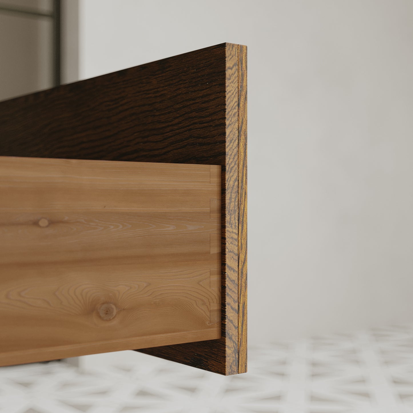 Kathryne 54" Double Bathroom Vanity in Enhanced Brown Oak | Statuario Quartz Countertop
