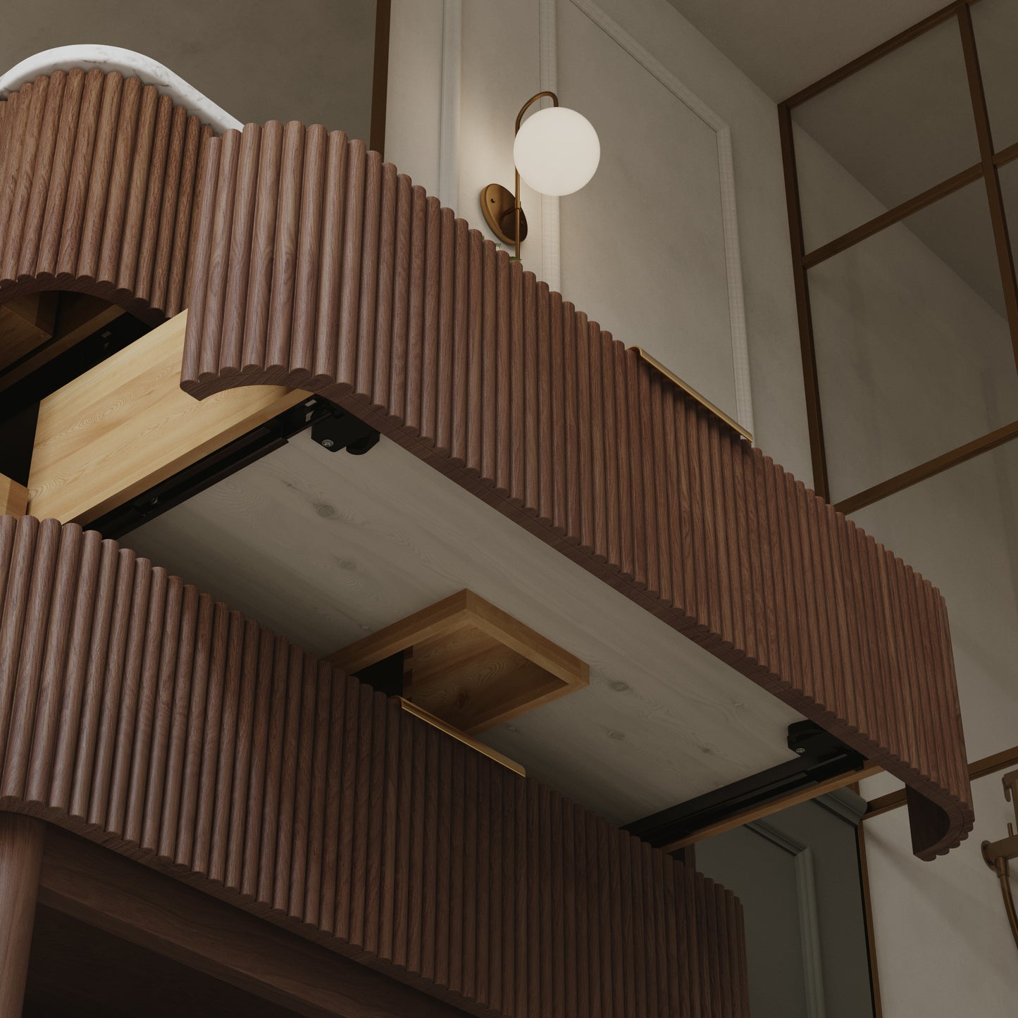 Havana 36" Wide Single Bathroom Vanity in Brown Reeded Birch with Carrara Marble Countertop