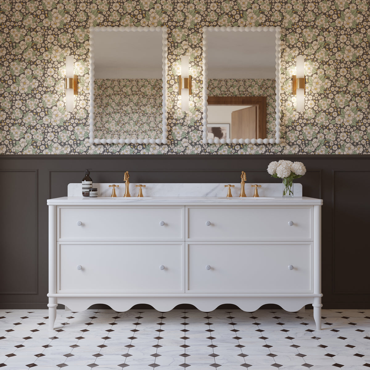 Juliette 72"W x 22"D Double Sink Bathroom Vanity | Cultured Marble Top