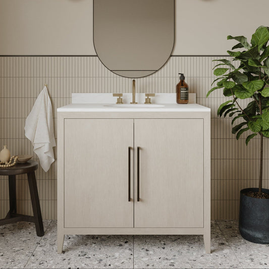 Bergen 36" Bathroom Vanity | Enhanced White Oak | Cultured Marble Countertop