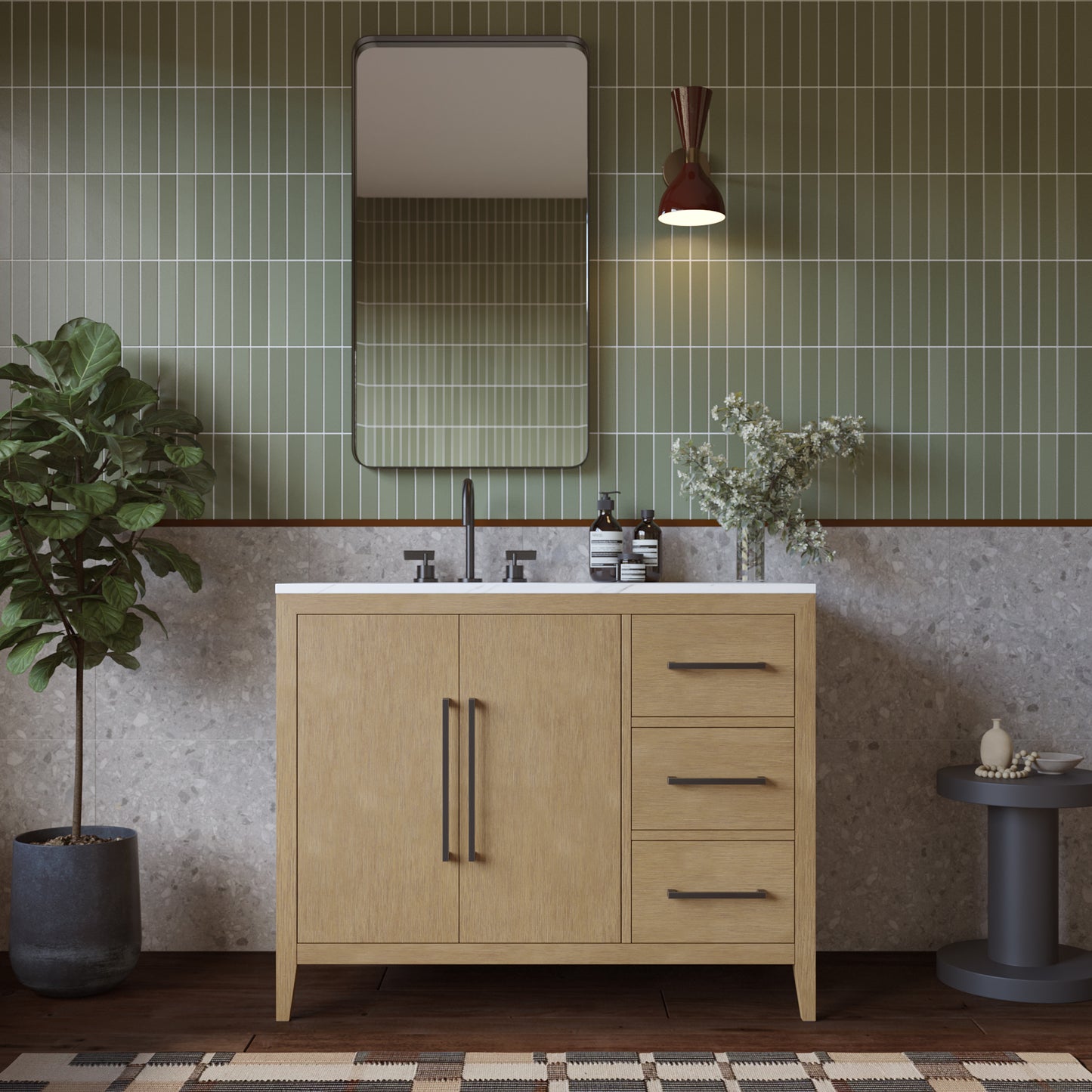 Bergen 42'' Single Bathroom Vanity | Calacatta Gold Quartz Top