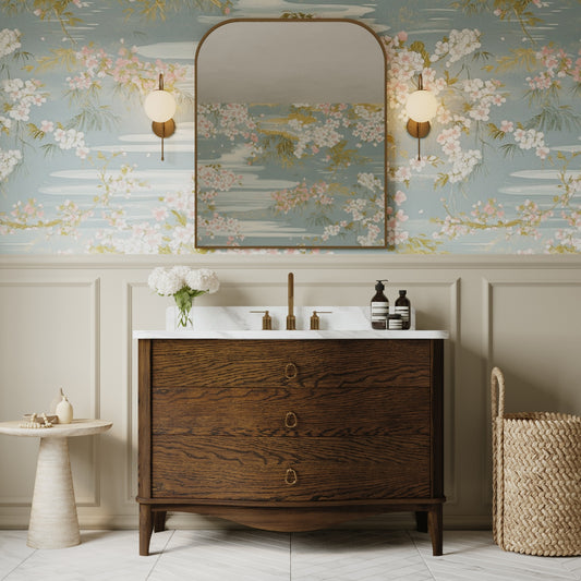 Grace 48" Single Bathroom Vanity | Enhanced Brown Oak | Statuario Quartz Countertop