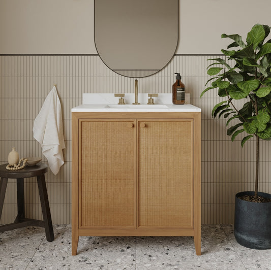 Whitney 30" x 20" Rattan RTA Single Bathroom Vanity | Cultured Marble Countertop