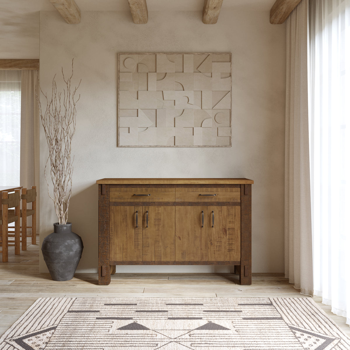 Telluride 54"W x 36"H Modern Farmhouse Sideboard in Vintage Pine