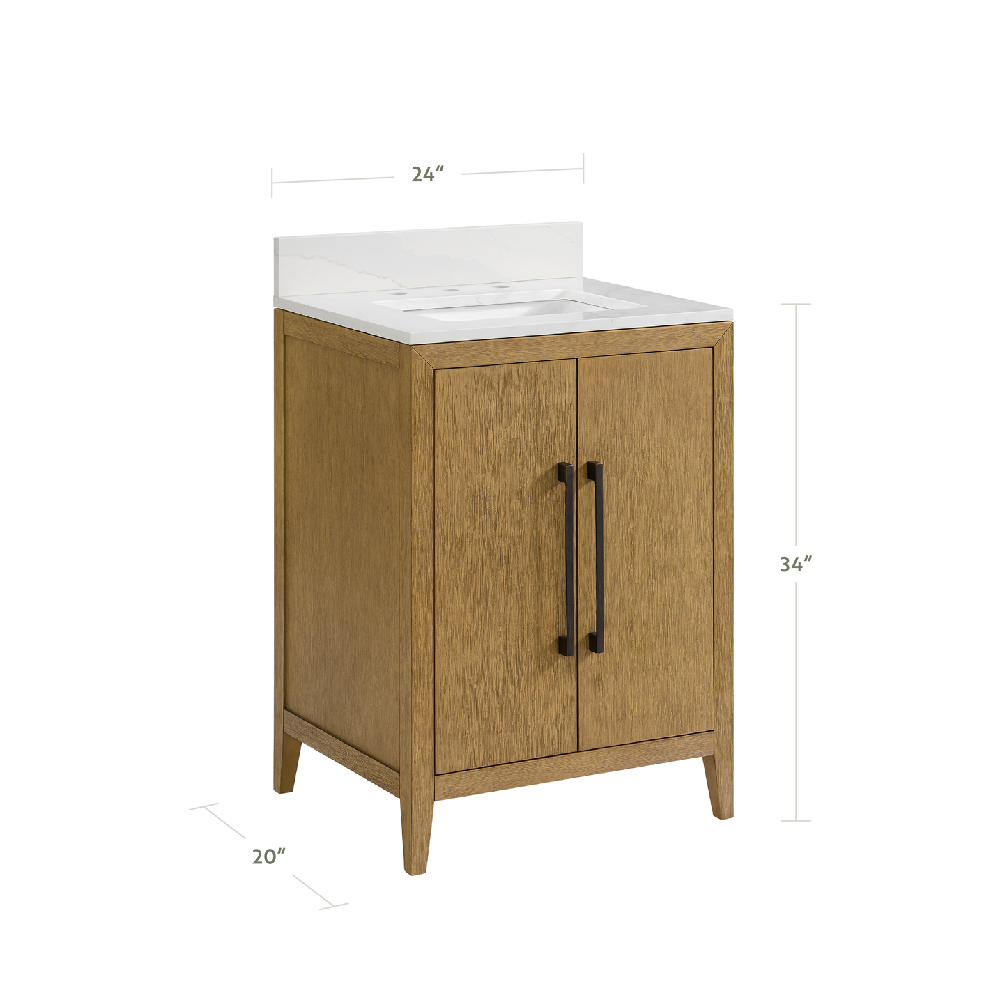 Bergen 24"W x 20"D RTA Single Bathroom Vanity | Calacatta Gold Quartz Countertop