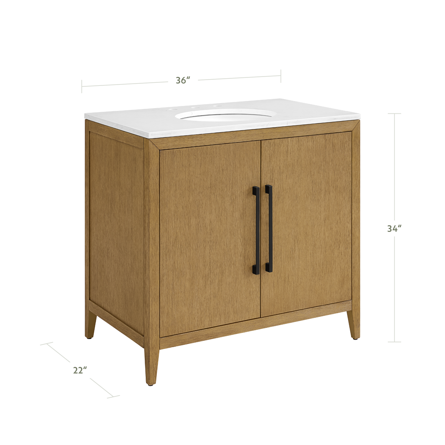 Bergen 36"W x 22"D  Single Bathroom Vanity | Calacatta Gold Quartz Countertop