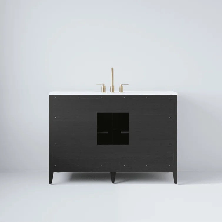 Bergen 48" Width Single Bathroom Vanity In Dark Weathered Oak