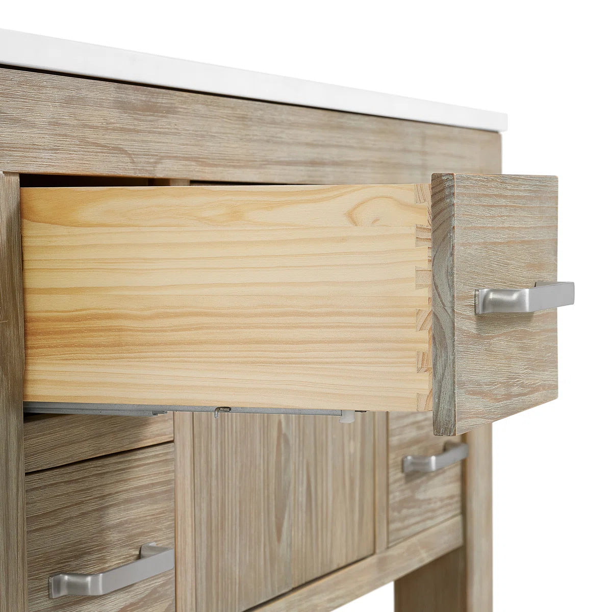 Telluride 48" Single Sink Bathroom Vanity in Washed Pine | White Quartz Countertop
