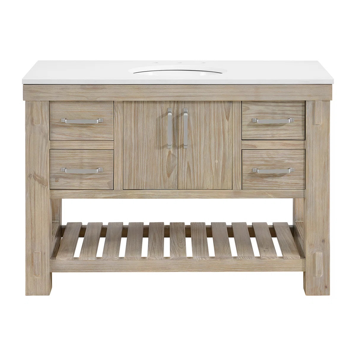 Telluride 48" Single Sink Bathroom Vanity in Washed Pine | White Quartz Countertop