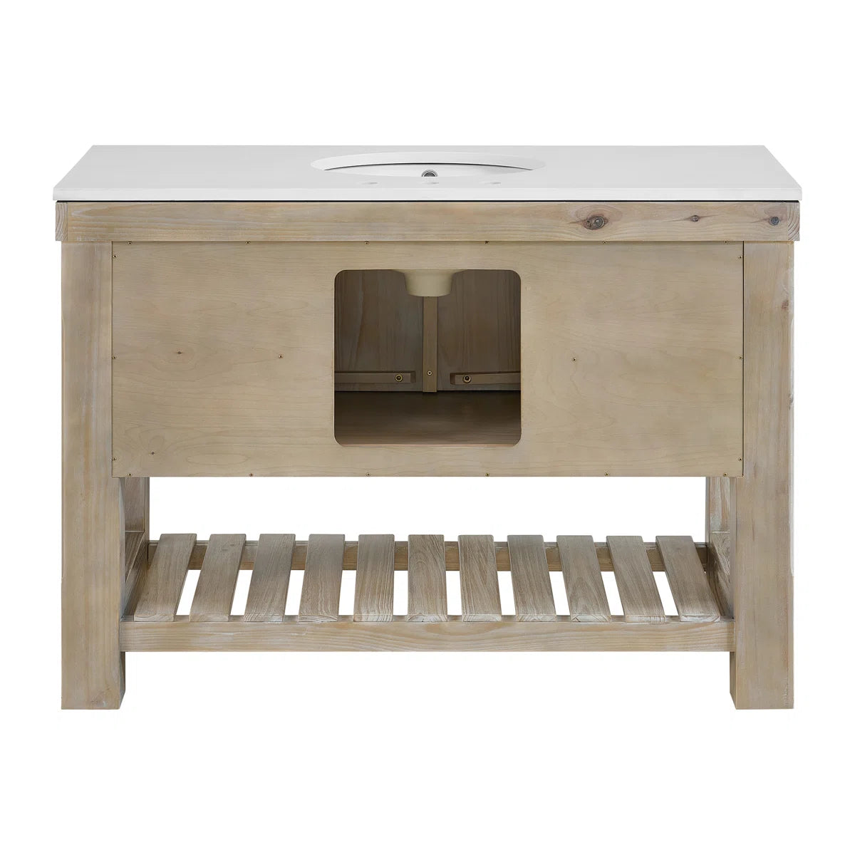 Telluride 48" Single Sink Bathroom Vanity in Washed Pine | White Quartz Countertop