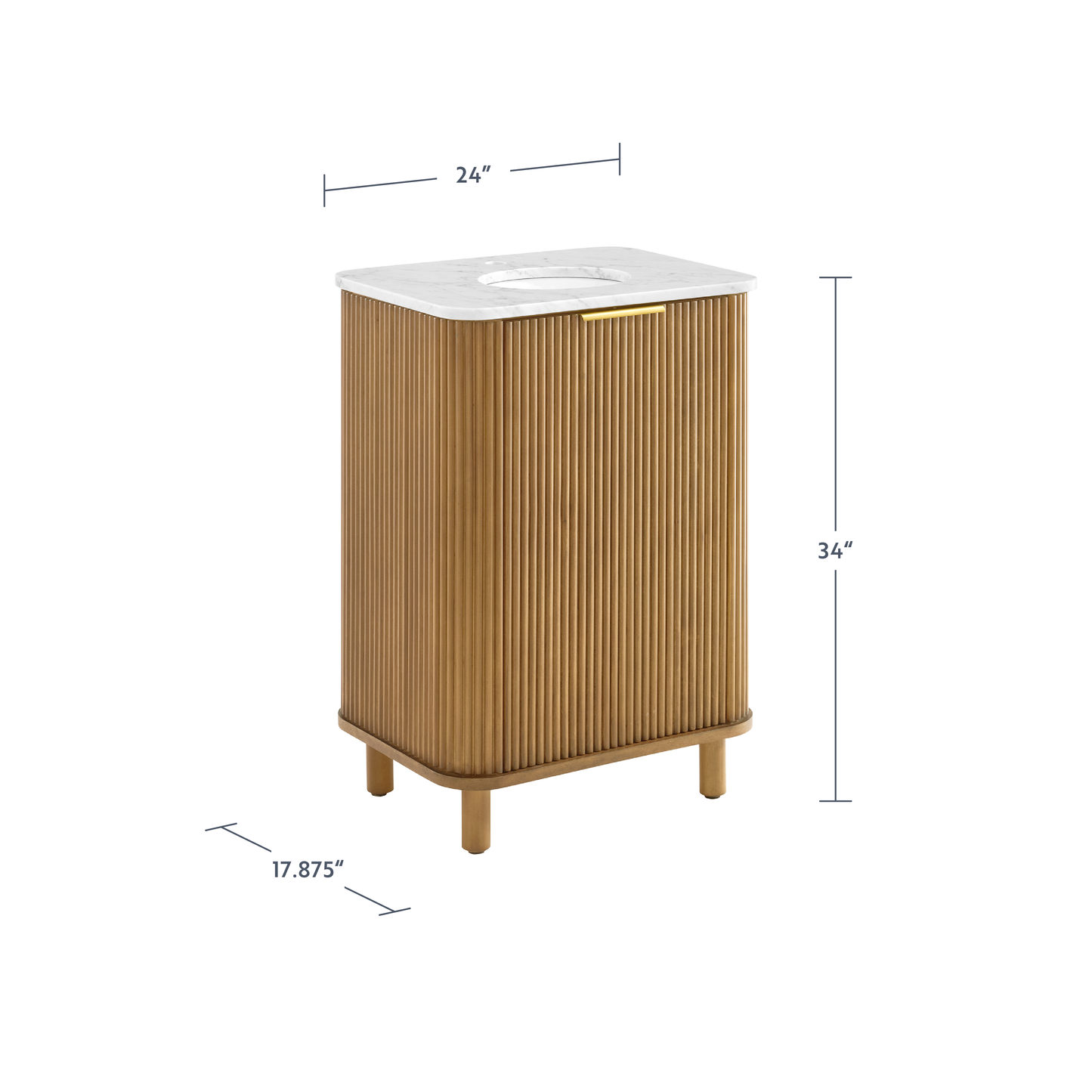 Havana 24"W x 18"D Single Bathroom Vanity in Reeded Birch | Carrara Marble Countertop