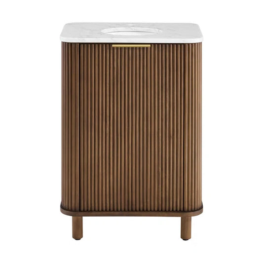 Havana 24" Width Single Bathroom Vanity In Brown Reeded Birch