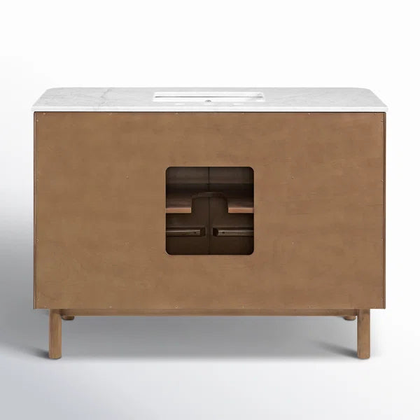 Havana 48" Width Single Bathroom Vanity in Brown Reeded Birch