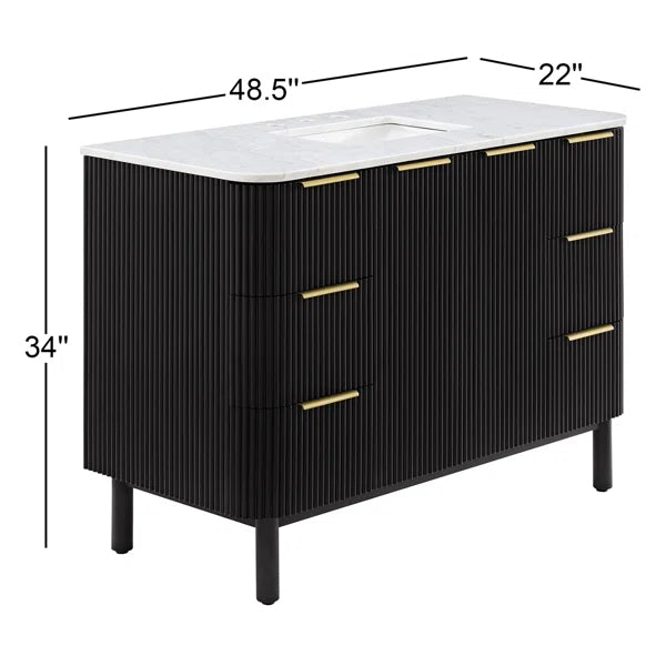 Havana 48" Width Single Bathroom Vanity In Black