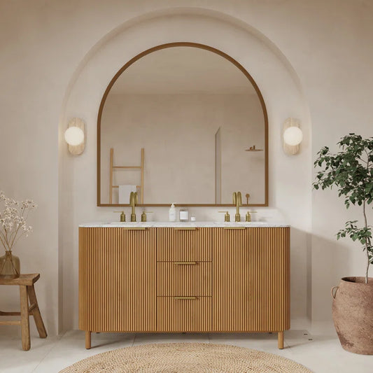 Havana 66" Width Double Bathroom Vanity In Natural Finish