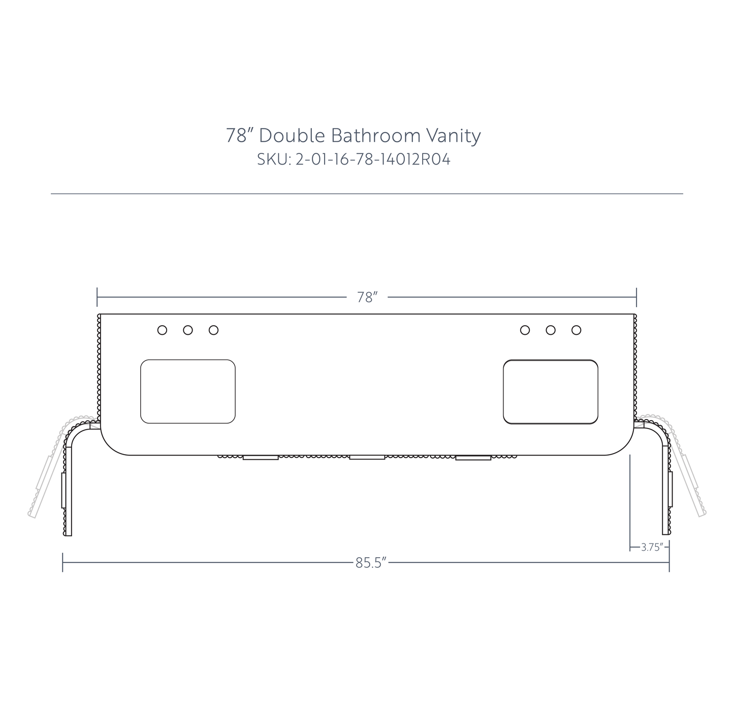Havana 78" Reeded Double Bathroom Vanity | Carrara Marble Countertop