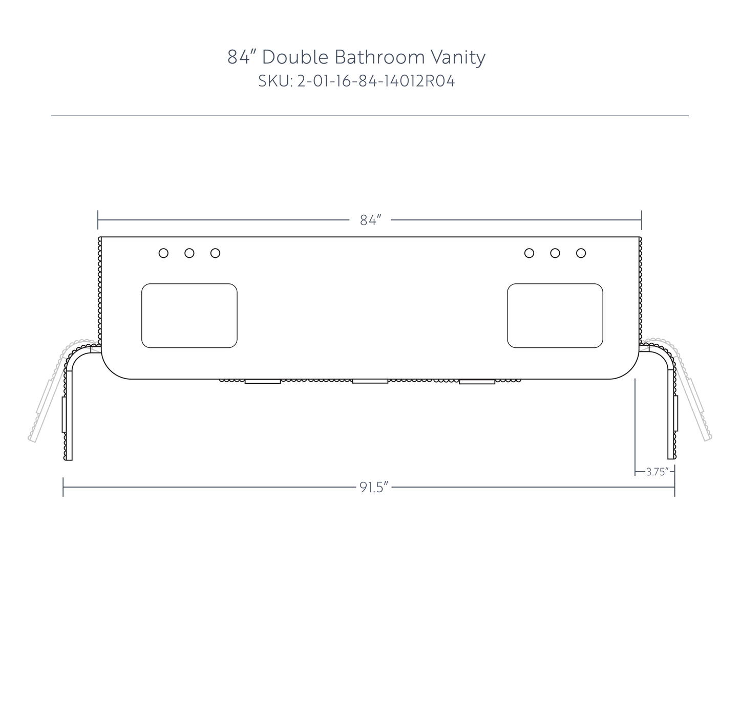 Havana 84" Double Bathroom Vanity in Reeded Birch | Carrara Marble Countertop