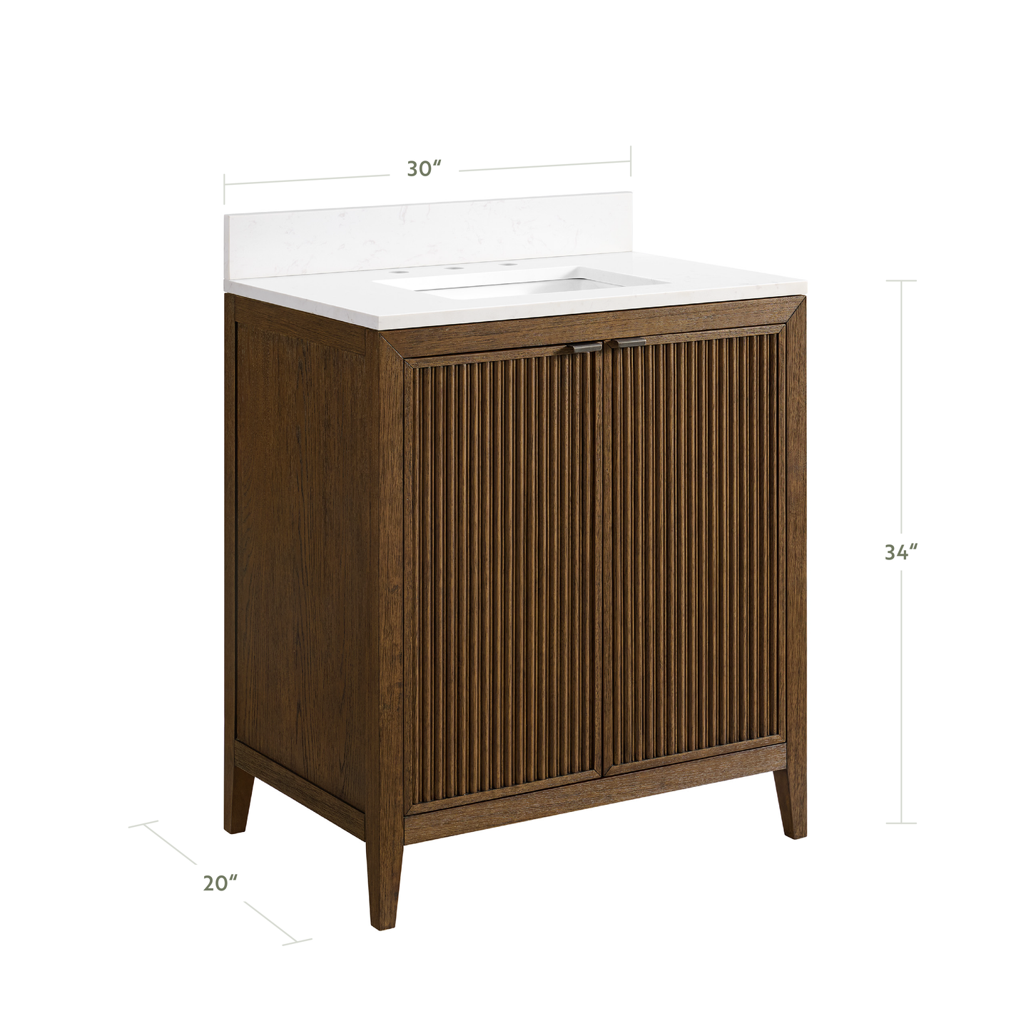 Kendal 30" Bathroom Vanity | Enhanced Brown Oak | Cultured Marble Countertop