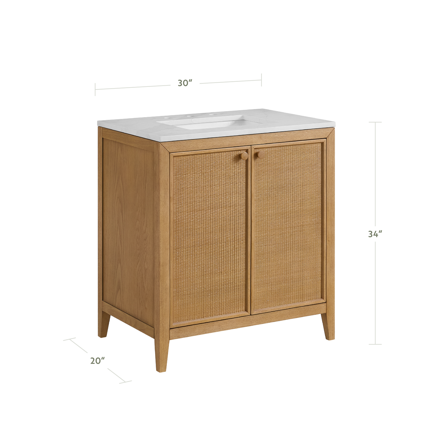 Whitney 30" x 20" Rattan RTA Single Bathroom Vanity | Cultured Marble Countertop