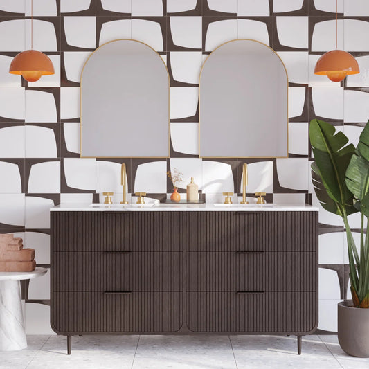 Bern 60" Width Double Bathroom Vanity In Black