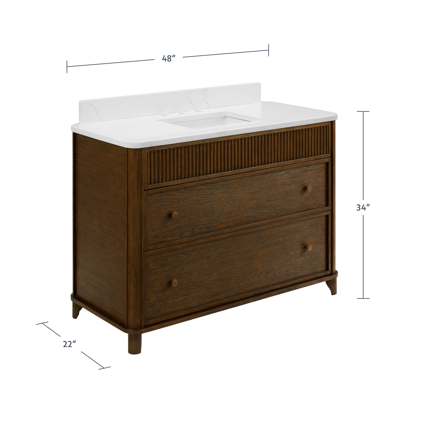 Kathryne 48" Single Bathroom Vanity in Enhanced Brown Oak | Statuario Quartz Countertop